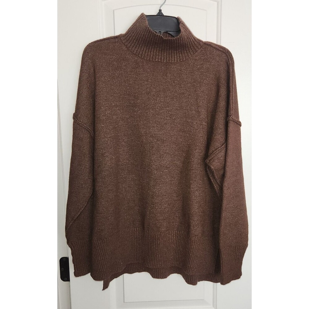 Commense Womens Turtleneck Knit Two Piece Set Loungewear Oversized Brown Medium - Picture 5 of 13